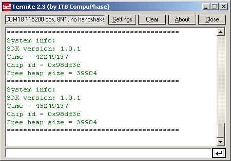 sysinfo example terminal output