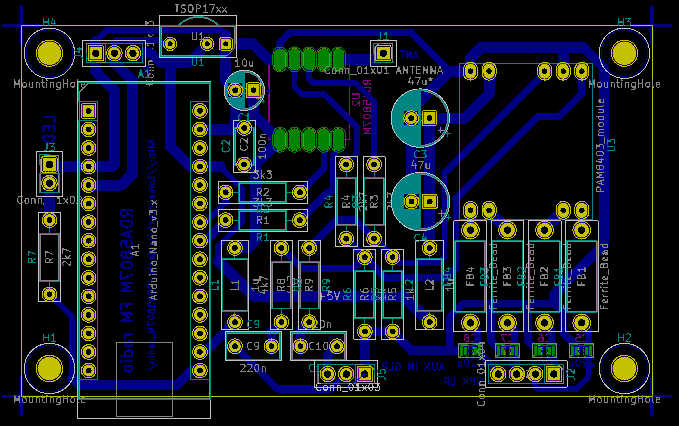 RDA5807M + PAM8403 FM radio PCB