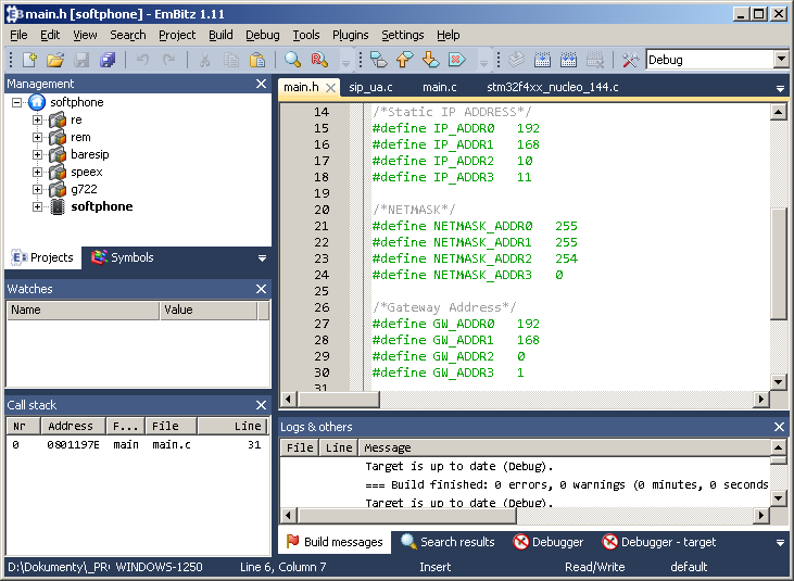 STM32 SIP EmBitz