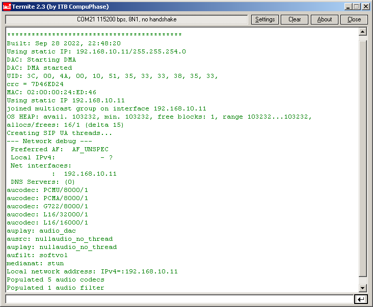 STM32 SIP serial output