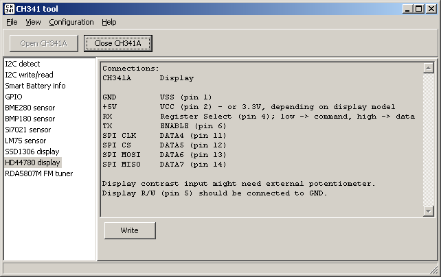 CH341A HD44780 writing