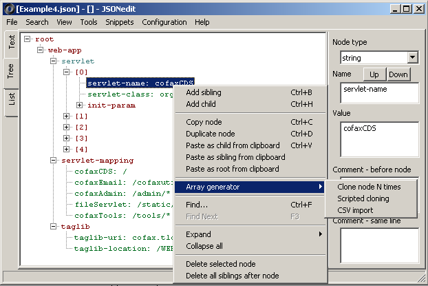 JSON editor