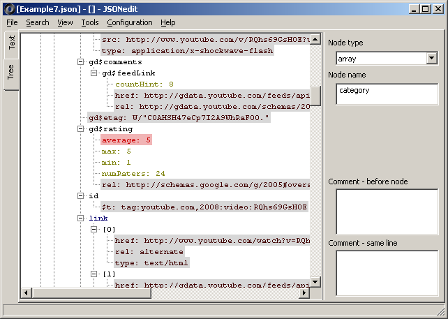 JSON tree coloring