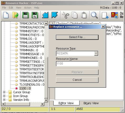 tSIP: replace resouce for fixed settings