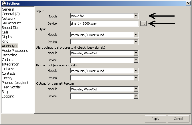 tSIP wave file input