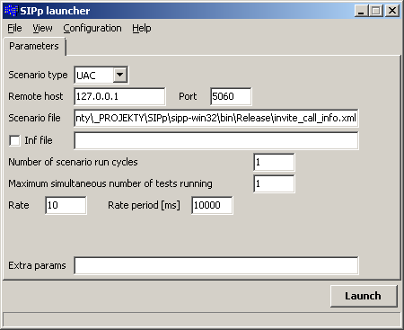 SIPp launcher